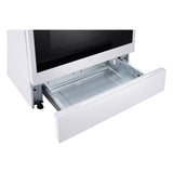 LG Studio Essence White 6.3 cu.ft. Gas Slide-in Range with InstaView LSGS6338N storage drawer view