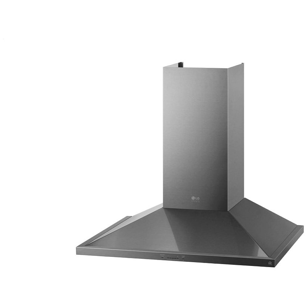 LG Studio LSHD3080ST Range Hood, 30 inch Exterior Width, Chimney, Wall Mounted, 600 CFM, Outside / Ducting, LED, Dishwasher Safe Filters