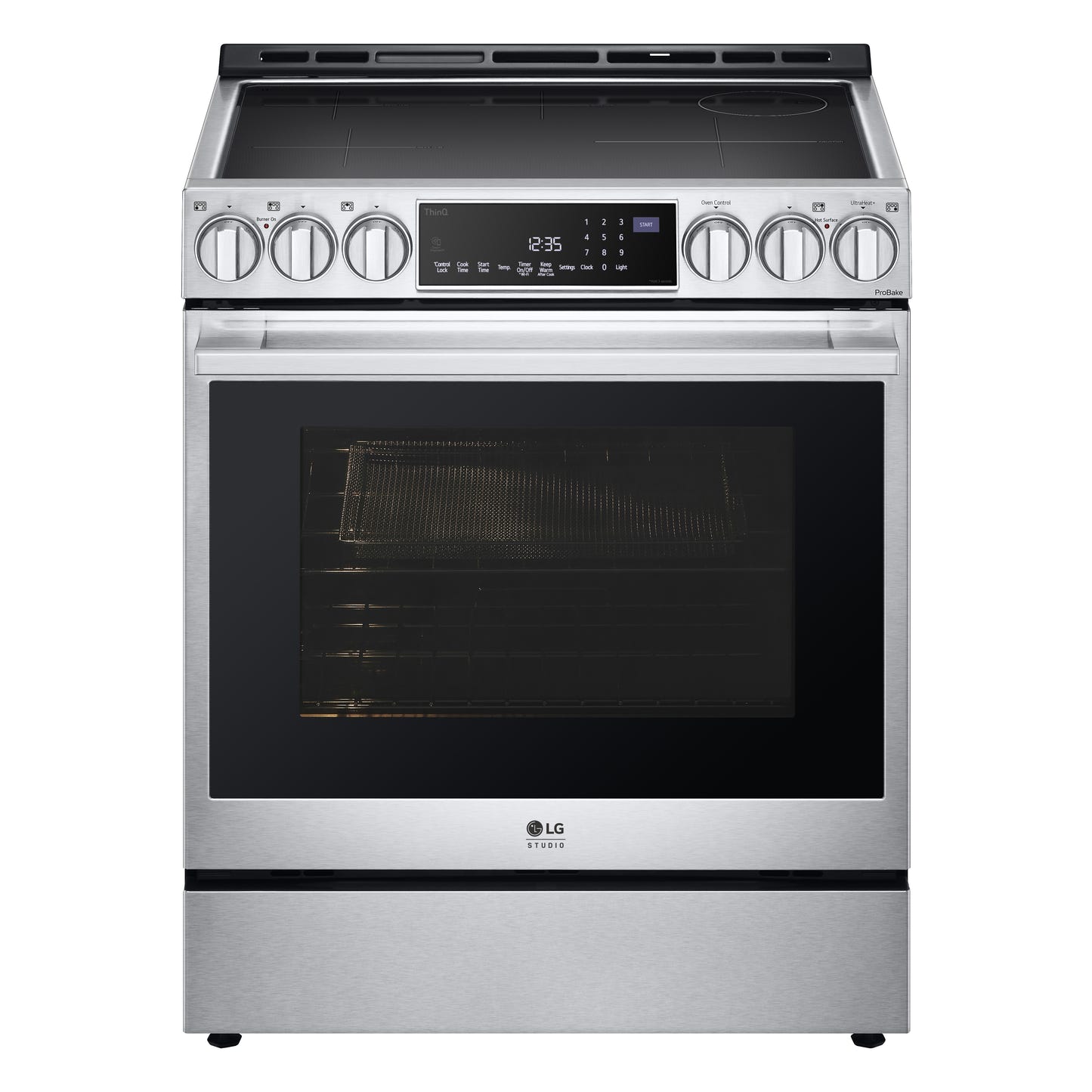 LG STUDIO 6.3 立方英尺 InstaView® 电磁炉滑入式炉灶，配备空气炸和空气真空低温烹调功能 LSIS6338F