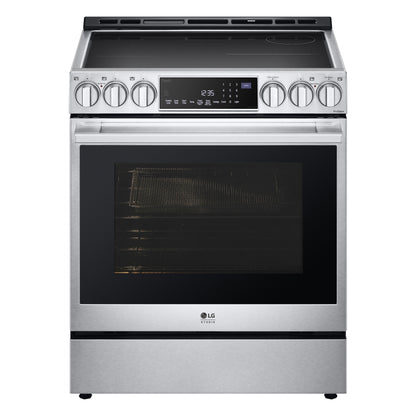 LG STUDIO 6.3 立方英尺 InstaView® 电磁炉滑入式炉灶，配备空气炸和空气真空低温烹调功能 LSIS6338F