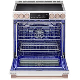 LG Studio LSIS6338NE Induction Range, 6.3 cu. ft. Capacity, 30 inch Exterior Width, True Convection, 5 Burners, Storage Drawer, Yes, Self Clean, 4,300 W Highest Element, Essence White colour