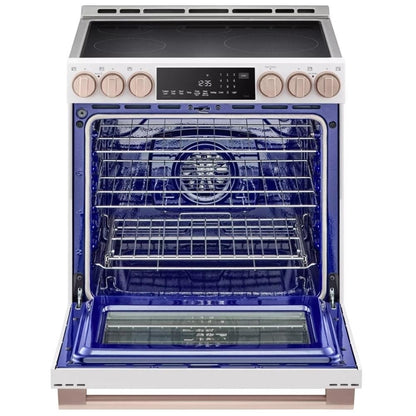 LG Studio Essence White 6.3 cu. ft. Induction Slide-in Ranges with InstaView LSIS6338NE