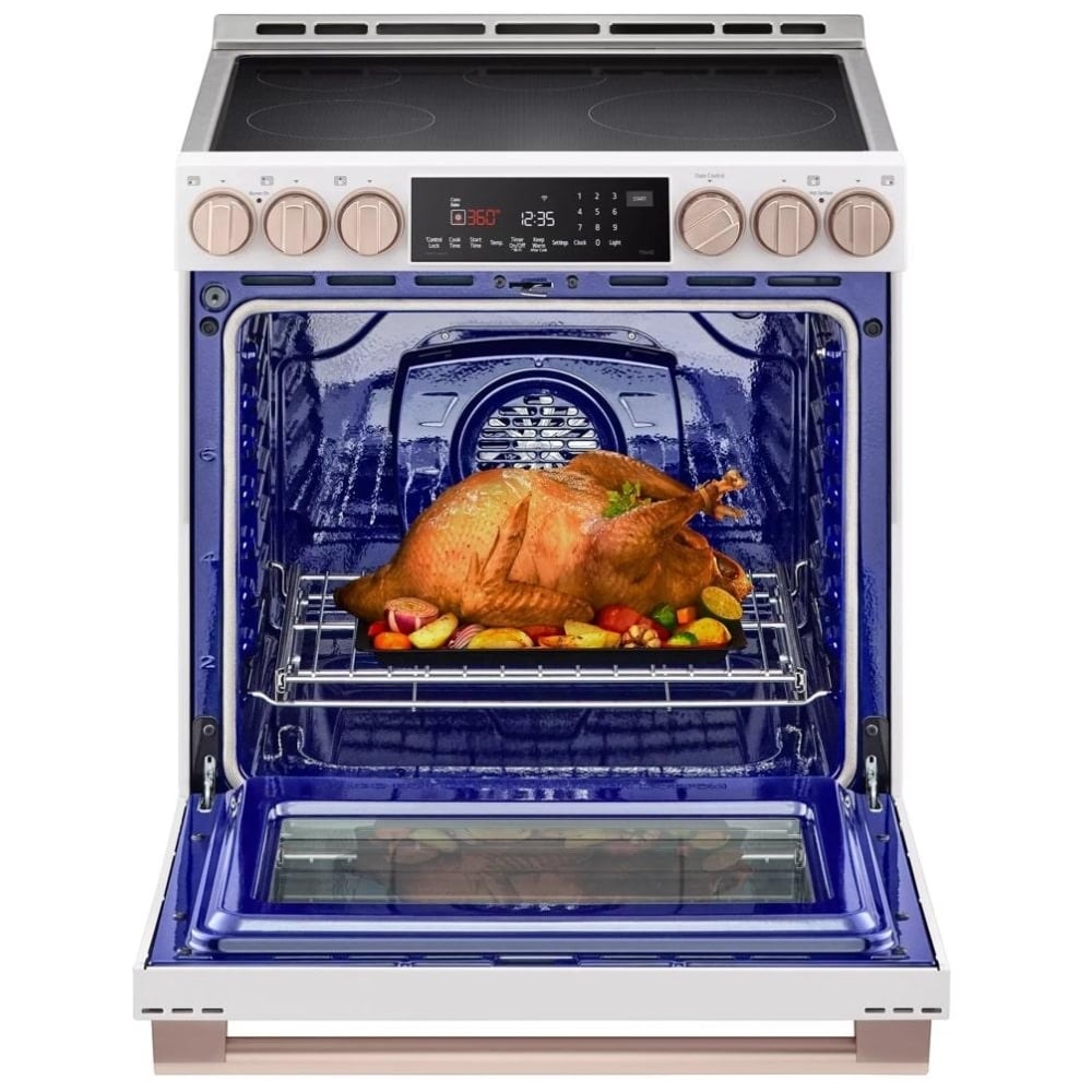 LG Studio Essence White 6.3 cu. ft. Induction Slide-in Ranges with InstaView LSIS6338NE