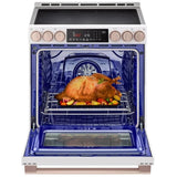 LG Studio LSIS6338NE Induction Range, 6.3 cu. ft. Capacity, 30 inch Exterior Width, True Convection, 5 Burners, Storage Drawer, Yes, Self Clean, 4,300 W Highest Element, Essence White colour