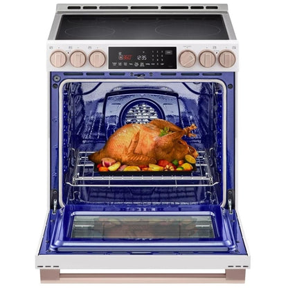 LG Studio Essence White 6.3 cu. ft. Induction Slide-in Ranges with InstaView LSIS6338NE