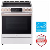 LG Studio LSIS6338NE Induction Range, 6.3 cu. ft. Capacity, 30 inch Exterior Width, True Convection, 5 Burners, Storage Drawer, Yes, Self Clean, 4,300 W Highest Element, Essence White colour