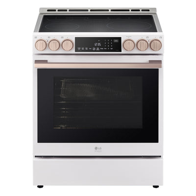 LG STUDIO Essence White 6.3 cu. ft. Induction Slide-in Ranges with InstaView® LSIS6338NE