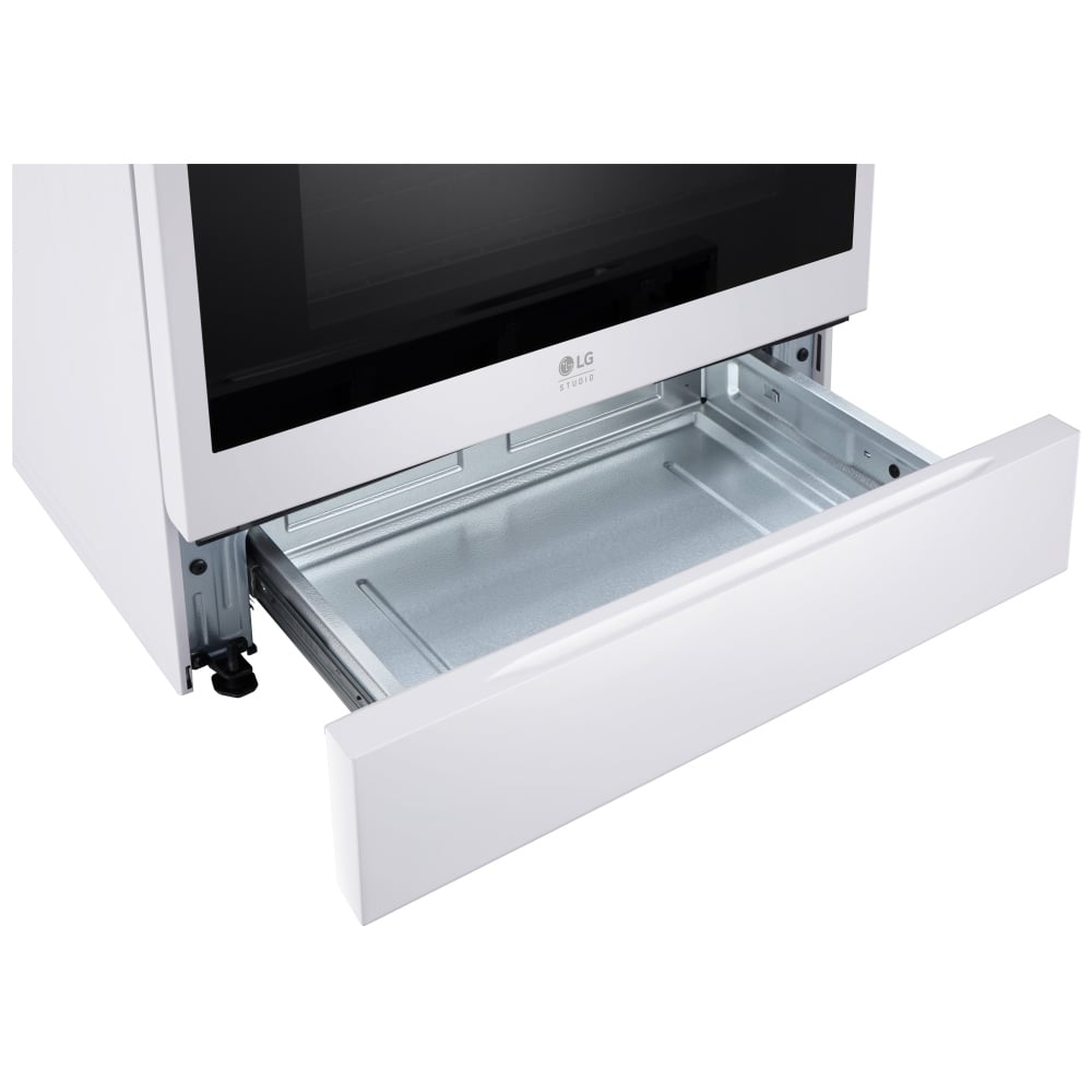 LG Studio Essence White 6.3 cu. ft. Induction Slide-in Ranges with InstaView LSIS6338NE