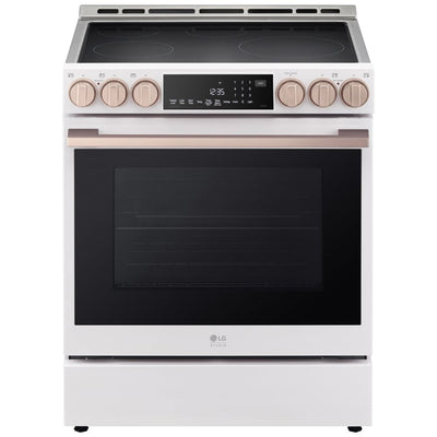 LG Studio Essence White 6.3 cu. ft. Induction Slide-in Ranges with InstaView LSIS6338NE