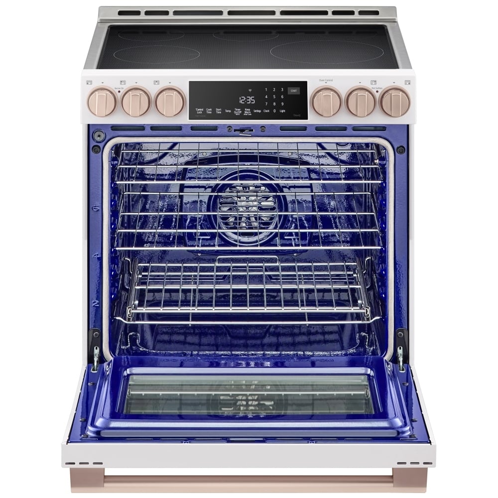 LG Studio Essence White 6.3 cu. ft. Induction Slide-in Ranges with InstaView LSIS6338NE