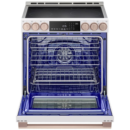 LG Studio Essence White 6.3 cu. ft. Induction Slide-in Ranges with InstaView LSIS6338NE