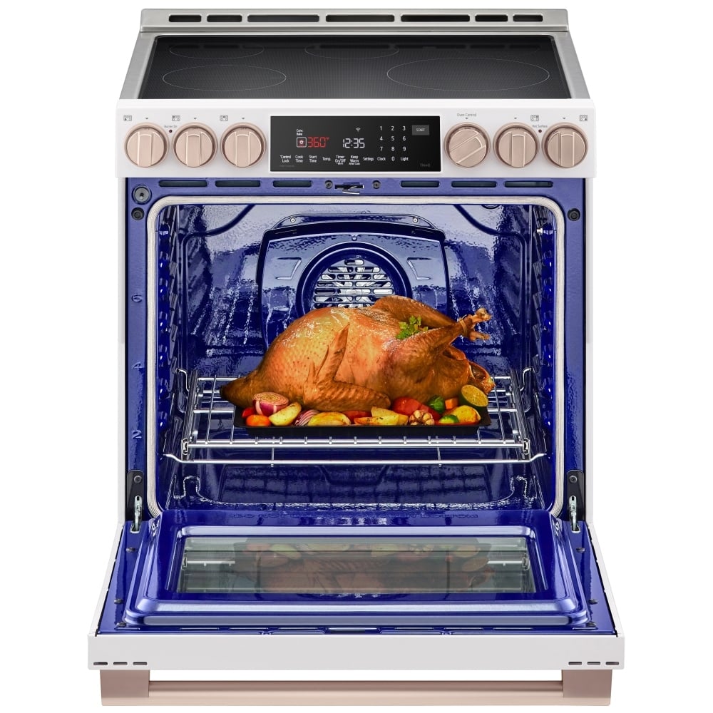 LG Studio Essence White 6.3 cu. ft. Induction Slide-in Ranges with InstaView LSIS6338NE