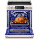 LG Studio LSIS6338NE Induction Range, 6.3 cu. ft. Capacity, 30 inch Exterior Width, True Convection, 5 Burners, Storage Drawer, Yes, Self Clean, 4,300 W Highest Element, Essence White colour