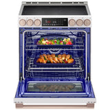 LG Studio LSIS6338NE Induction Range, 6.3 cu. ft. Capacity, 30 inch Exterior Width, True Convection, 5 Burners, Storage Drawer, Yes, Self Clean, 4,300 W Highest Element, Essence White colour