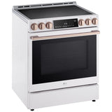 LG Studio LSIS6338NE Induction Range, 6.3 cu. ft. Capacity, 30 inch Exterior Width, True Convection, 5 Burners, Storage Drawer, Yes, Self Clean, 4,300 W Highest Element, Essence White colour