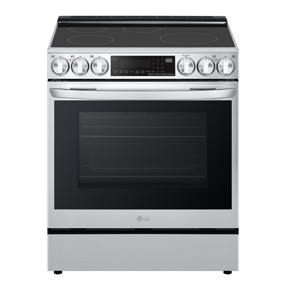 LG LSIL6336F 6.3 cu. ft. Smart Induction Slide-in Range with InstaView, ProBake Convection, Air Fry & Air Sous Vide front view (light off)