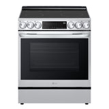 LG LSIL6336F 6.3 cu. ft. Smart Induction Slide-in Range with InstaView, ProBake Convection, Air Fry & Air Sous Vide front view (light off)