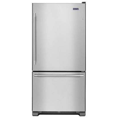Maytag MBF2258FEZ Bottom Freezer Refrigerator, 33 inch Width, ENERGY STAR Certified, 22.07 cu. ft. Capacity, Ice Dispenser (Freezer Located), Stainless Steel colour