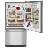 Maytag MBF2258FEZ Bottom Freezer Refrigerator, 33 inch Width, Ice Dispenser (Freezer Located), ENERGY STAR Certified, 22.07 cu. ft. Capacity, Stainless Steel colour