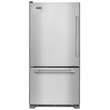Maytag MBL1957FEZ Bottom Freezer Refrigerator, 30 inch Width, Optional Ice Maker (Special Order), ENERGY STAR Certified, 18.67 cu. ft. Capacity, Stainless Steel colour
