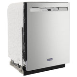 Maytag MDB4949SKZ Dishwasher, 24 inch Exterior Width, 50 dB Decibel Level, Full Console, Stainless Interior, 5 Wash Cycles, 14 Capacity (Place Settings), Hard Food Disposal, 2 Loading Racks, Stainless Steel colour