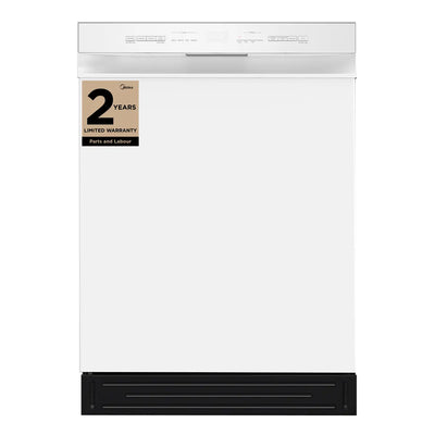 Midea MDF24P2BWW 24” Front Control Hybrid Tub Dishwasher in White