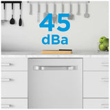 Midea MDT24P4AST Dishwasher, 24 inch Exterior Width, 45 dB Decibel Level, Fully Integrated, Stainless Interior, 6 Wash Cycles, 16 Capacity (Place Settings), Hard Food Disposal, 3 Loading Racks, Wifi Enabled, Stainless Steel colour