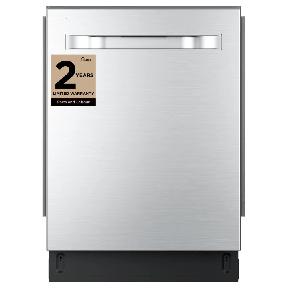 Midea MDT24P6CST Dishwasher, 24 inch Exterior Width, 44 dB Decibel Level, Fully Integrated, Stainless Interior, 5 Wash Cycles, 16 Capacity (Place Settings), 3 Loading Racks, Wifi Enabled, Stainless Stee; colour