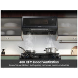 Samsung ME11F7510MT - ME11F7510MT/AC Over the Range Microwave, 30 inch Exterior Width, 1.1 cu. ft. Capacity, 400 CFM, 1,000 W Watts, Halogen , Black Stainless Steel colour