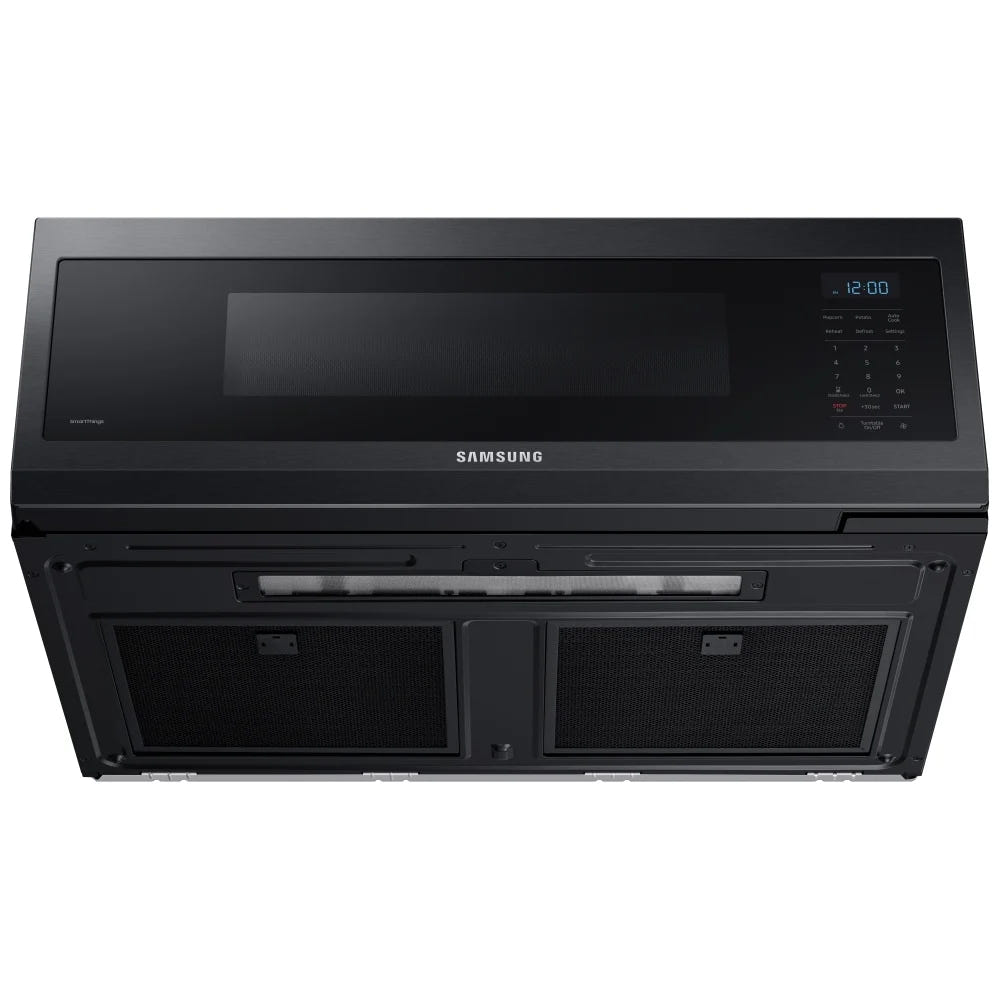 Samsung ME11F7510MT Over the Range Microwave, 30 inch Exterior Width, 1.1 cu. ft. Capacity, 400 CFM, 1,000 W Watts, Halogen , Black Stainless Steel colour