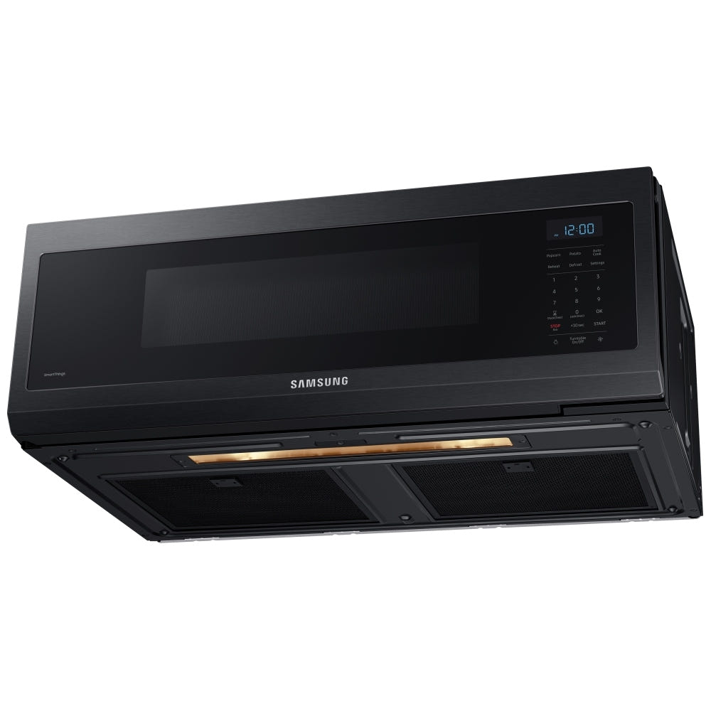 Samsung ME11F7510MT Over the Range Microwave, 30 inch Exterior Width, 1.1 cu. ft. Capacity, 400 CFM, 1,000 W Watts, Halogen , Black Stainless Steel colour