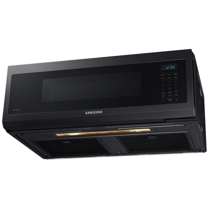 Samsung ME11F7510MT Over the Range Microwave, 30 inch Exterior Width, 1.1 cu. ft. Capacity, 400 CFM, 1,000 W Watts, Halogen , Black Stainless Steel colour