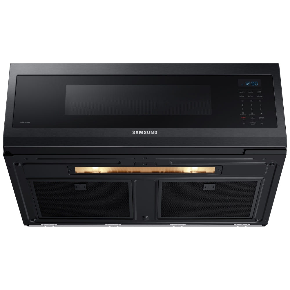 Samsung ME11F7510MT Over the Range Microwave, 30 inch Exterior Width, 1.1 cu. ft. Capacity, 400 CFM, 1,000 W Watts, Halogen , Black Stainless Steel colour