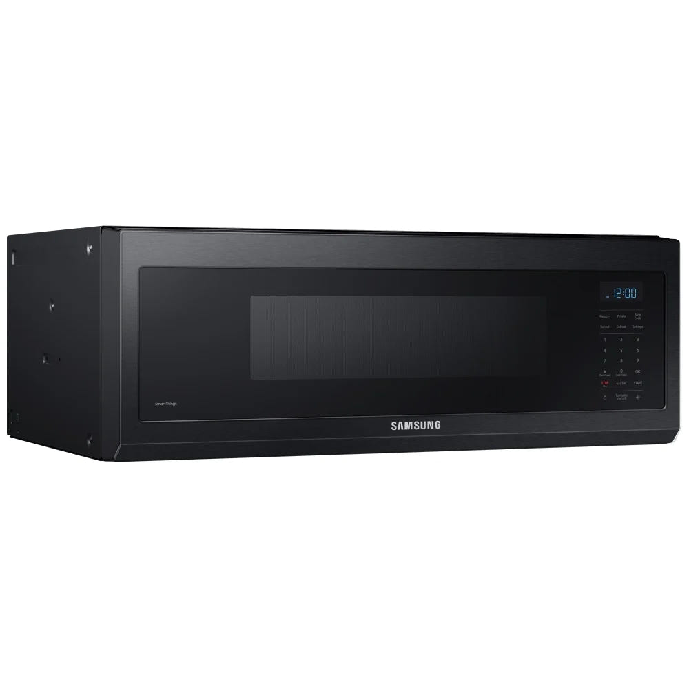 Samsung ME11F7510MT Over the Range Microwave, 30 inch Exterior Width, 1.1 cu. ft. Capacity, 400 CFM, 1,000 W Watts, Halogen , Black Stainless Steel colour