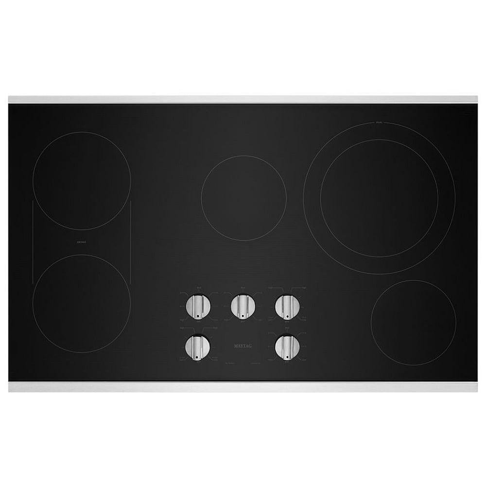 Maytag MEC8836HS Electric Cooktop, 36 inch Exterior Width, 5 Burners, 3,000 W Highest Element, Stainless Steel colour