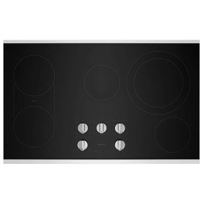 Maytag MEC8836HS Electric Cooktop, 36 inch Exterior Width, 5 Burners, 3,000 W Highest Element, Stainless Steel colour