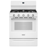 Maytag MFGS6030RW Gas Range, 5 cu. ft. Capacity, 30 inch Exterior Width, Self Clean, Convection, 5 Burners, Storage Drawer, Yes, 18,000 BTU Highest Burner, White colour