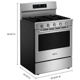 Maytag MFGS7030SZ Gas Range, 5.0 cu. ft. Capacity, 30 inch Exterior Width, Self Clean, Convection, 5 Burners, Storage Drawer, Air Fry, 18,000 BTU Highest Burner, FingerPrint Resistant Stainless Steel colour