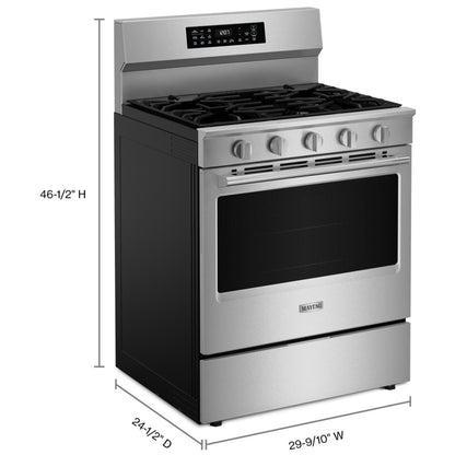 Maytag MFGS7030SZ Gas Range, 5.0 cu. ft. Capacity, 30 inch Exterior Width, Convection, 5 Burners, Storage Drawer, Air Fry, 18,000 BTU Highest Burner, FingerPrint Resistant Stainless Steel colour, Keep Warm™, Power™ Burner, Precision Cooking™