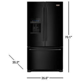 Maytag MFI2570FEB French Door Refrigerator, 36 inch Width, 25 cu. ft. Capacity, Water Dispenser (Exterior), Ice Dispenser (Thru Door), ENERGY STAR Certified, Black colour