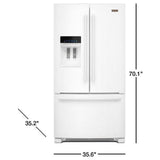 Maytag MFI2570FEW French Door Refrigerator, 36 inch Width, 25 cu. ft. Capacity, Water Dispenser (Exterior), Ice Dispenser (Thru Door), ENERGY STAR Certified, White colour