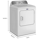 Maytag MGD4205SW Gas Dryer, 7 cu. ft. Dryer Capacity, 3 Dry Cycles, 3 Temperature Settings, Vented, White colour