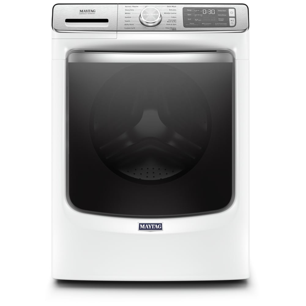 Maytag MHW8630HW Front Load Washer, 27 inch Width, 5.8 cu. ft. Washer Capacity, 1,200 RPM Washer Spin Speed, 14 Wash Cycles, 5 Temperature Settings, Water Heater, Steam Clean, ENERGY STAR Certified, Wifi Enabled, White colour