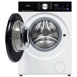 Midea MLHW31S2BBW Front Load Washer & MLHE31S2BBW Electric Dryer, 24 inch Width, 2.7 cu. ft. Washer Capacity, 1,320 RPM Washer Spin Speed, 12 Wash Cycles, 4 Temperature Settings, Water Heater, Steam Clean, ENERGY STAR Certified, White colour