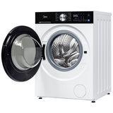 Midea MLHW31S2BBW Front Load Washer & MLHE31S2BBW Electric Dryer, 24 inch Width, 2.7 cu. ft. Washer Capacity, 1,320 RPM Washer Spin Speed, 12 Wash Cycles, 4 Temperature Settings, Water Heater, Steam Clean, ENERGY STAR Certified, White colour