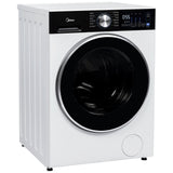 Midea MLHW31S2BBW Front Load Washer & MLHE31S2BBW Electric Dryer, 24 inch Width, 2.7 cu. ft. Washer Capacity, 1,320 RPM Washer Spin Speed, 12 Wash Cycles, 4 Temperature Settings, Water Heater, Steam Clean, ENERGY STAR Certified, White colour