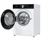 Midea MLHW31S2BBW Front Load Washer, 24 inch Width, 2.7 cu. ft. Washer Capacity, 1,320 RPM Washer Spin Speed, 12 Wash Cycles, 4 Temperature Settings, Water Heater, Steam Clean, ENERGY STAR Certified, White colour Hoses Included