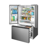 Midea MRF23I7AST Counter Depth French Door Refrigerator, 33 inch Width, 22.5 cu. ft. Capacity, Counter Depth, Ice Dispenser (Freezer Located), ENERGY STAR Certified, Stainless Steel colour