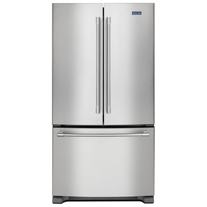 Maytag MRFF5033PZ Bottom Freezer French Door Refrigerator, 33 inch Width, 22.1 cu. ft. Capacity, Water Dispenser (Interior), Ice Dispenser (Freezer Located), ENERGY STAR Certified, Stainless Steel colour