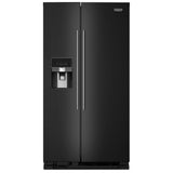 Maytag MRSF4036PB Side by Side Refrigerator, 36 inch Width, Ice Dispenser (Thru Door), Water Dispenser (Exterior), 25 cu. ft. Capacity, Black colour